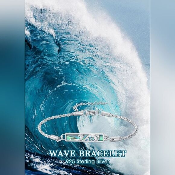 71nSLS8CxeL._AC_UY300_.jpg 🩵⏭️NIB Sterling Silver Abalone Shell Ocean Waves Bracelet